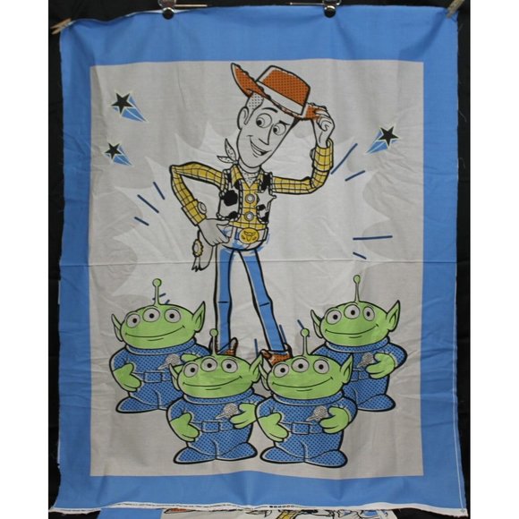 Disney Woody Aliens Toy Story Crowd Print Fabric Springs Creative 1 Yard Panel - Picture 1 of 7